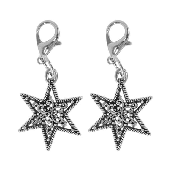 Unique Bargains 1 Pair Shoelace Charms Sparkly Patterned Star Decorative Shoe Clips Silver Tone