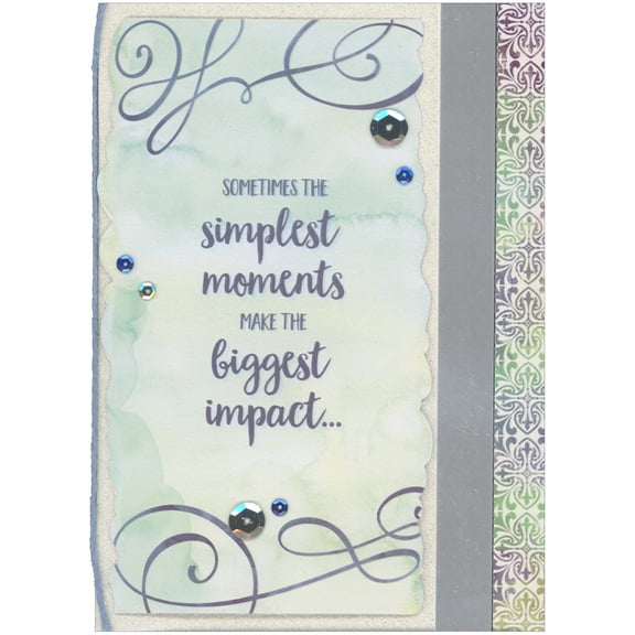 Designer Greetings The Simplest Moments Make the Biggest Impact 3D Die Cut Banner, Sequins and Blue String Hand Decorated Mother's Day Card