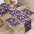 thumbnail image 2 of Ambesonne Pansy Table Runner & Placemats, Spring Purple Blossoms Art, Placemat 4 pcs + Runner 14"x90", Multicolor and White, 2 of 2