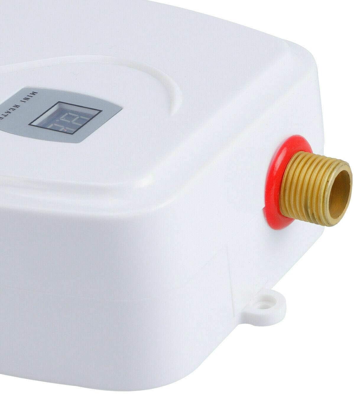 3000W Mini Tankless White Instant Electric Hot Water Heater, Upthehill 3 Seconds Instant Water Heater with Digital Display, Overheating Protection Automatic Power-off 110V