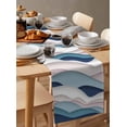 thumbnail image 6 of Ldtrchee Blue Pink Ombre Table Runner 70 Inches, Modern Geometric Moire Abstract Art Bed Runner Dresser Scarves Tabletop for Indoor Outdoor Parties/Ceremony/Banquet, 13" x 70", 6 of 8