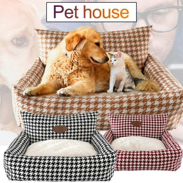 Fiudx Cama de Invierno para Mascotas, Acolchado Suave, Bordes Elevados para Mayor Soporte Cervical, Forma de Sofá Acogedor, Tela Gruesa Autocalentable, Alivio Del Dolor Articular, Uso En Interiores,