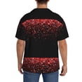 thumbnail image 3 of Balery Red Glitter1 Camisa Casual de Manga Corta con Botones para Hombre, Texturizada, Estilo Cubano, para Playa, Verano-Medium, 3 of 5