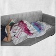 thumbnail image 6 of Animal Soft Flannel Fleece Throw Blanket, Flamingos Love Birds Feather Romance Brushstroke Splash Watercolor Effect, Cozy Plush for Indoor and Outdoor Use, 50" x 70", Pink Blue Purple, by Ambesonne, 6 of 6