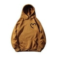 thumbnail image 1 of Gibobby Sudadera cómoda para mujer Sudadera con capucha de color sólido informal para mujer Suéter con capucha estampado de amor con bolsillos （Marrón， XXL), 1 of 4
