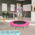 thumbnail image 3 of 36" Kids Trampoline with Handlebar, 220LBS Weight Capacity, Recreational Toddler Trampolines with Metal Springs and Stable Six Legs, Easy Assembly, Round Trampoline for Kids Indoor Outdoor, Pink, 3 of 8