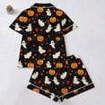 thumbnail image 3 of Ounisa Halloween Pajama Sets for Women 2 Piece Ghost Pumpkin Print Shirts and Shorts Button Down Short Sleeve Sleepwear, 3 of 9