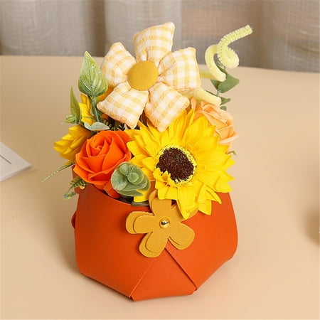 

Tiitstoy Rose Soap Flower Leather Bucket Small Flower Bag Mother S Day Simulated Flower Home Decoration Accessories