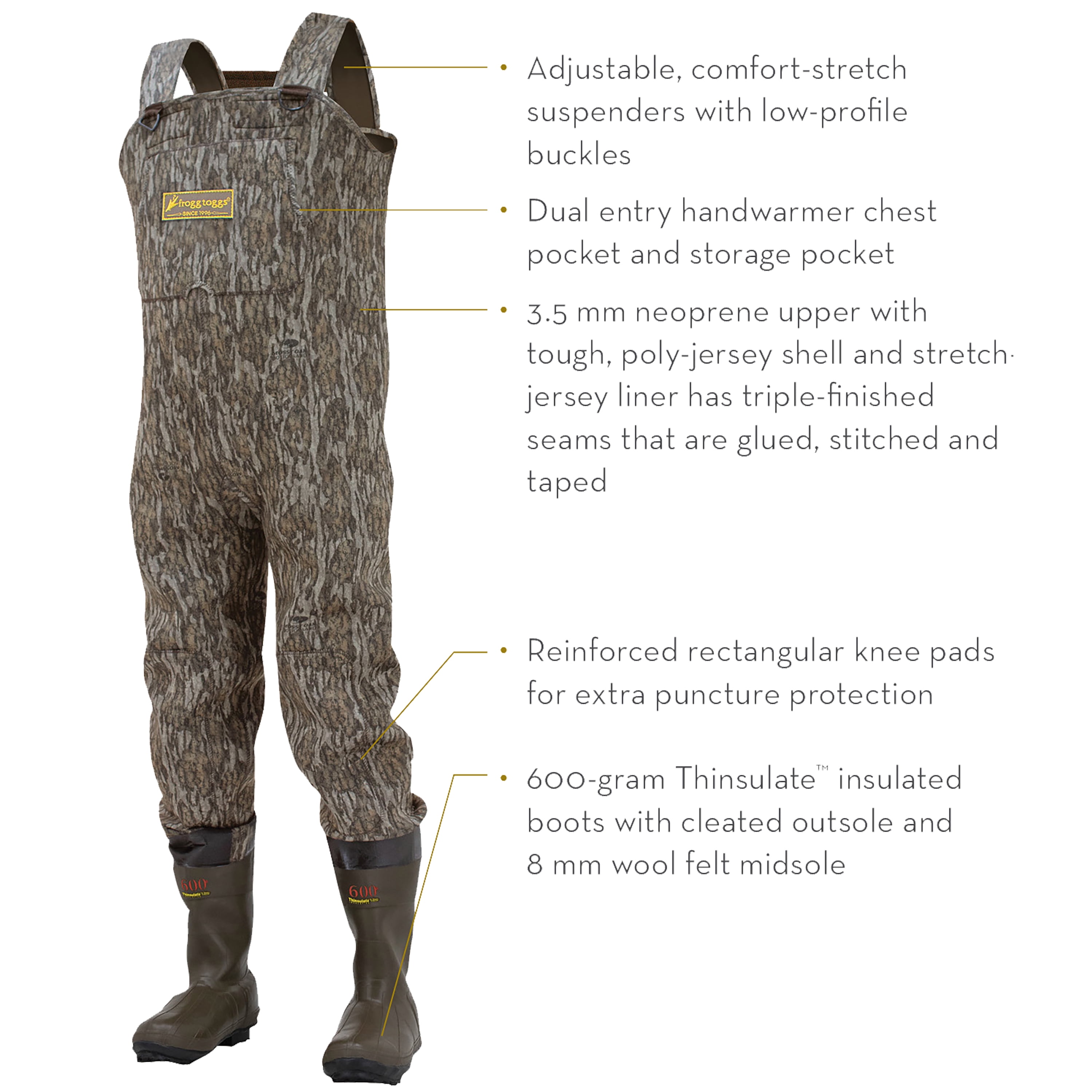 9 FROGG TOGGS Amphib 3.5 Neoprene Bootfoot Chest Wader Realtree Timber 