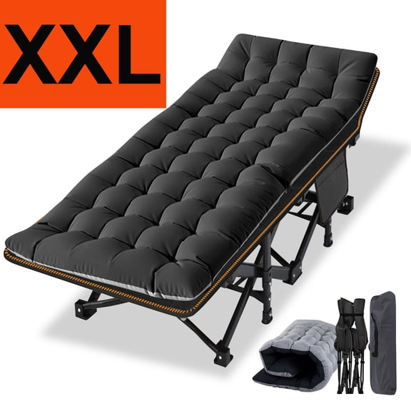 SLSY XXL Folding Bed with 3.3 Inch 2 Sided Mattress & Carry Bag for Adults & Kids, Oversized XXL Camping Cot, Sleeping Cot, Folding Guest Bed, Heavy Duty Supports 900 Lbs