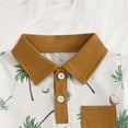 thumbnail image 4 of CAICJ98 Toddler Baby Boy Hawaiian Shorts Set Coconut Tree Button Collar Short Sleeve Shirts Shorts 2 Pcs Summer Clothes Sets (Brown,12-18 Months), 4 of 7