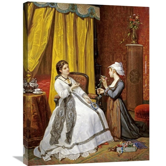 Global Gallery Auguste De Pinelli,'Flowers For The Lady' Stretched Canvas Artwork