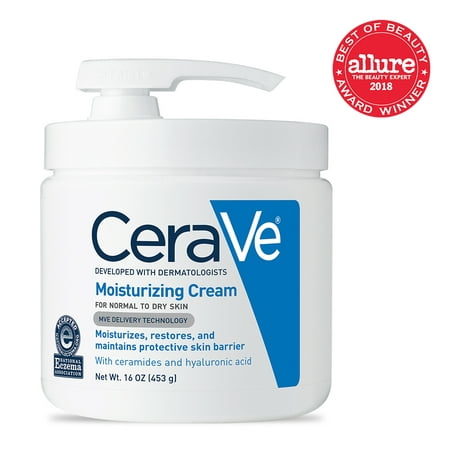 CeraVe Moisturizing Cream with Pump, Body Cream for Dry Skin, 16