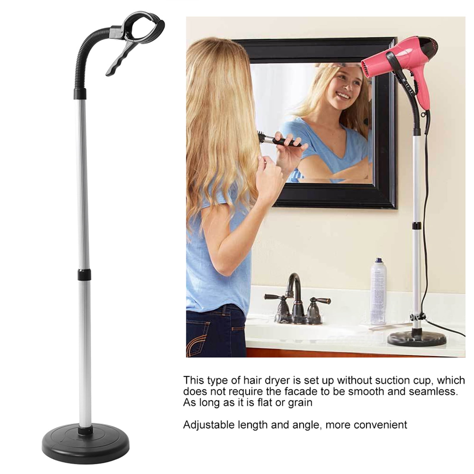 Dioche Blow Dryer Holder Adjustable Hands Free Hair Dryer Stand For Blow Drying Floor Or Table Use Pet Use Walmart