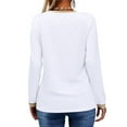 thumbnail image 3 of Long Sleeve Women's V-neck Slim T-shirt Color Block Casual Tops, 3 of 4