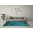 thumbnail image 3 of Ahgly Company Machine Washable Indoor Square Abstract Turquoise Blue Contemporary Area Rugs, 4' Square, 3 of 4