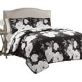 thumbnail image 1 of Lush Decor Zinnia Floral 3 Piece Quilt Set, King, Black/Gray, 1 of 4