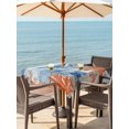 thumbnail image 3 of Outdoor Tablecloth with Umbrella Hole for Patio/Picnic/Party/Camping, Coastal Whale Waterproof Table Cloth Square Cover Washable, Nautical Ocean Coral Blue Wooden Grain (54"x 54"), 3 of 9