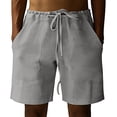thumbnail image 6 of Nestiefly Men's Linen Shorts Casual Summer Beach Short Pants Breathable Cotton Elastic Waist Drawstring with Pockets Gray 2XL, 6 of 6