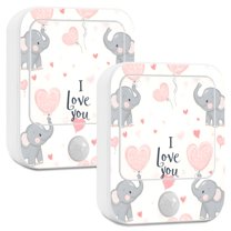 Yayeee 2-Pack Plug in LED Night Lights with Light Sensors Motion Detectors, Cute Elephant