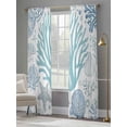 thumbnail image 3 of Summer Ocean Life Sheer Curtains 108 Inch Long 2 Panels, Marine Coral Starfish Lines Art Light Filtering Rod Pocket Curtains, Sheer Voile Drapes for Living Room Bedroom, 52"x108", 3 of 8