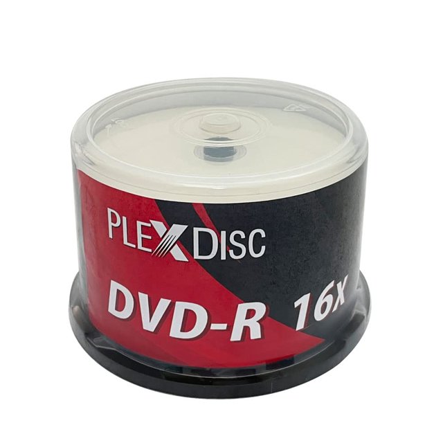 PlexDisc TY Series DVD-R 16X 4.7GB White Inkjet Hub Printable DVD-R - 50 Disc Cake Box (FFP)