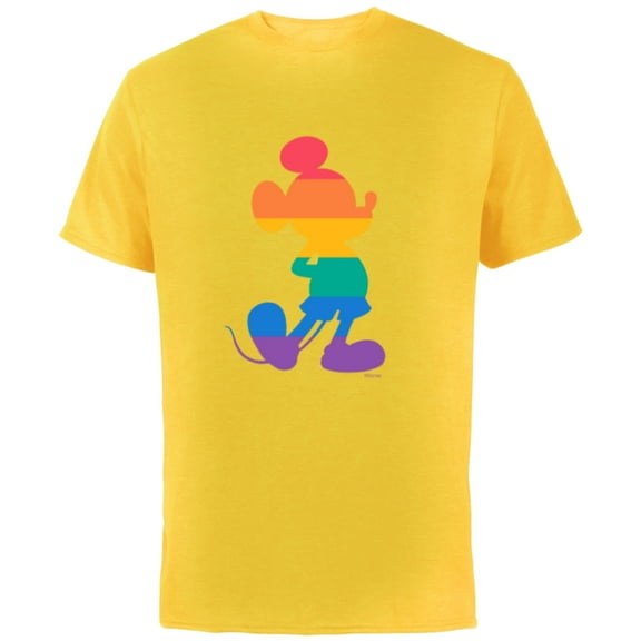 Disney Mickey Mouse Pride Classic Pose Rainbow Icon Fill - Short Sleeve Cotton T-Shirt for Adults - Customized-Yellow