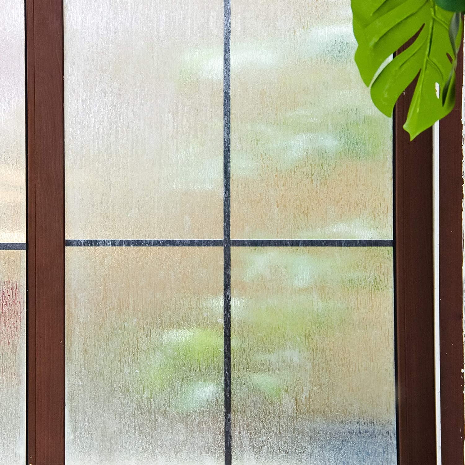 VELIMAX Rain Glass Window Film Privacy Static Window Clings Decorative Glass Sticker for Home Office Removable UV Protection Heat Control 17.7 x 157.4 inches