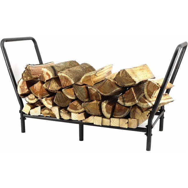Firewood Rack,Firewood Storage Rack, Log Holder Stand Firewood Rack Holder for Wood Storage, Carbon steel Fire Wood Rack Log Storage for Fireplace Indoor Outdoor(Black)