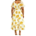 thumbnail image 4 of Erwazi Summer Dresses for Women Print Square Neck Short Sleeve A Line Dress Trendy Casual Style for Daily Wear Outdoor Activities Relaxed Daily Look Dresses, 4 of 6
