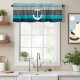 thumbnail image 2 of Ocean Ship Anchors Valance Curtain Blue Grey Gradient Wood Stripes Texture Window Valances Rod Pocket Short Curtains Window Treatments for Kitchen Bedroom Bathroom Laundry 60" x 14", 2 of 9