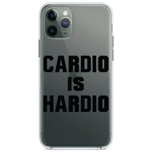 DistinctInk Clear Shockproof Hybrid Case for iPhone 11 Pro (5.8" Screen) - TPU Bumper Acrylic Back Tempered Glass Screen Protector - Cardio is Hardio