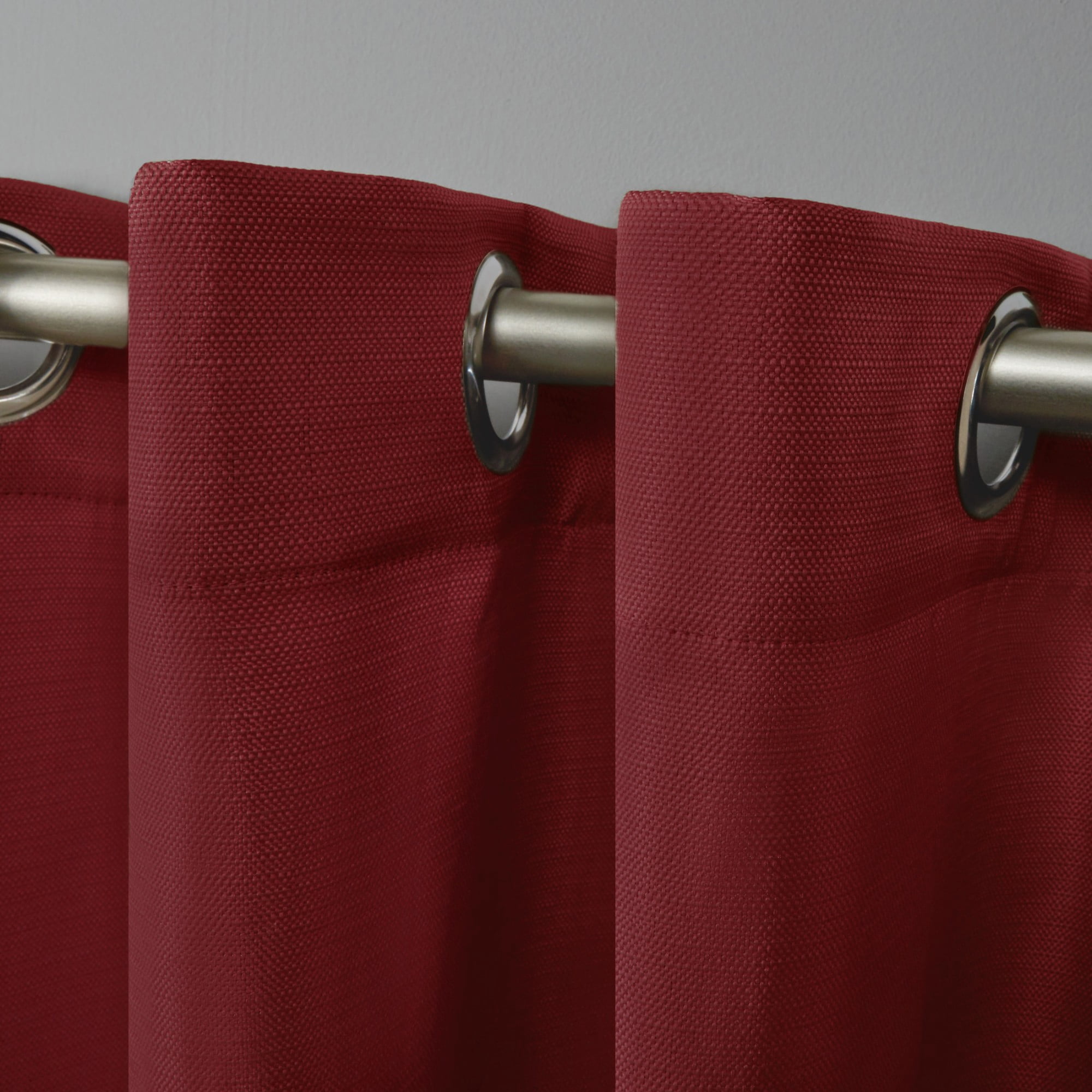 Exclusive Home Delano Heavyweight Textured Indoor/Outdoor Grommet Top Curtain Panel Pair, 54"x108", Radiant Red