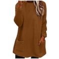 thumbnail image 2 of Pntutb Mujeres Cuello Redondo Otoño e Invierno Suelto Bolsillo Sólido Cálido Manga Larga Tops Pntutb Pntutb-4000, 2 of 6