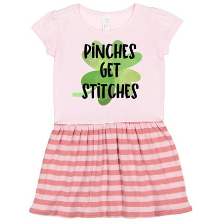 

Inktastic St. Patrick s Day Pinches get Stitches Shamrocks Gift Toddler Girl Dress