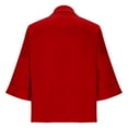 thumbnail image 5 of jtjvou Women's 3/4 Sleeve Cropped Cardigan Casual Faux Suede Lapel Open Front Coats Loose Solid Color Cardigans for Women Trendy Red M, 5 of 6