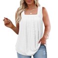 thumbnail image 4 of Brilliant Tank Tops for Women Plus Size Plus Size Tops for Women Solid Color Casual Racerback Square Neck Loose Summer Sleeveless Shirt White XXXL, 4 of 8