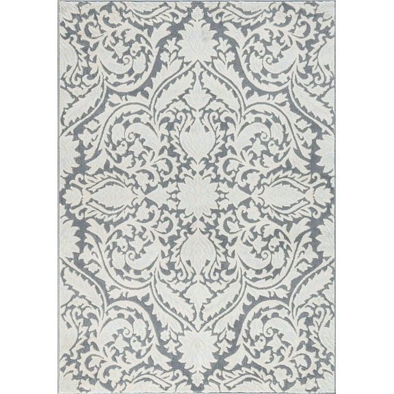 Tayse Madison Area Rug MDN4509 Traditional Gray Garlands Bulbs 2' 3" x 10' Rectangle
