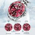 thumbnail image 3 of OLEVS Watches for Men Business Dress Luxury Casual Analog Quartz Stainless Steel Waterproof Luminous Date Men Wrist Watches reloj para hombre Red Dial, 3 of 13