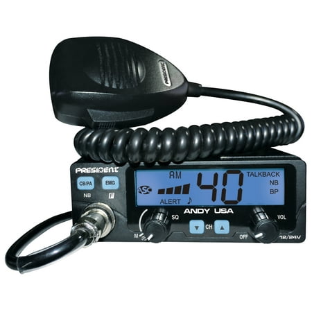 President Andy 12/24-Volt CB Radio with 7 Color LCD