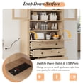 thumbnail image 6 of Harper & Bright Designs Tall Kitchen Pantry Cabinet with Power Outlets, Freestanding Cupboard with 3 Drawers and Adjustable Shelves for Dining Room, Natural, 6 of 18