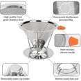 thumbnail image 4 of Pour Over Coffee Dripper, Stainless Steel Reusable Coffee Filter Slow Drip Paperless Coffee Strainer 1-4 Cup Metal Cone Coffee Maker Holder with Removable Cup Stand, Spoon, Brush (Silver), 4 of 7
