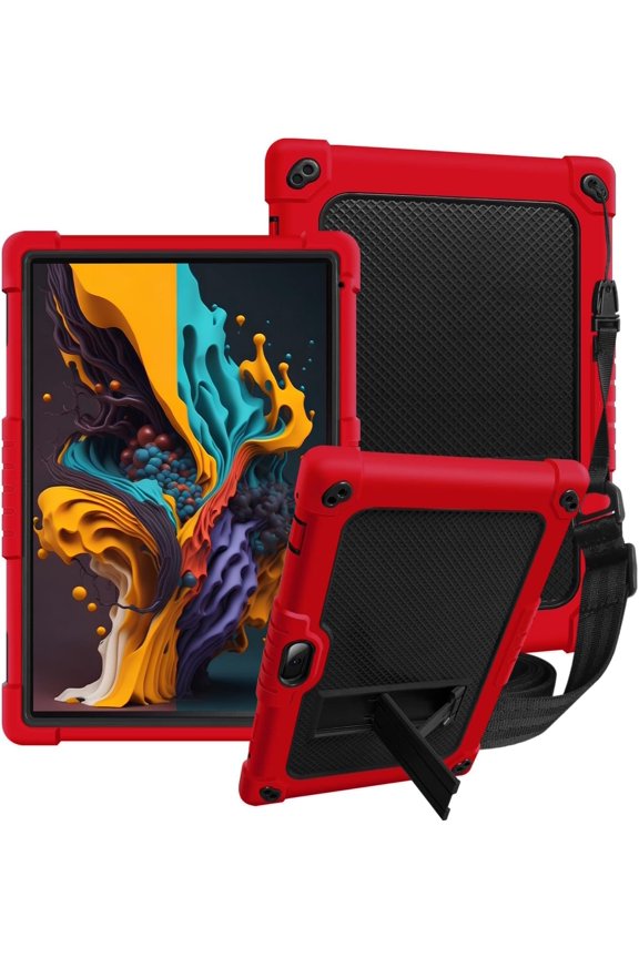 Case for Sky PAD 10 MAX 10.1 inch Tablet, Heavy Duty Protective Cover with Kickstand Built in Shoulder Strap Kids Case for Sky PAD 10 MAX 10.1" Tablet (Red/Black)