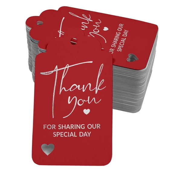 Inkdotpot Real Silver Foil ThankYou For Sharing Our Special Day Bridal Shower-Baby Shower-Retirement-Wedding-Birthday Tags Favor Hang Paper Tags 50 Pack