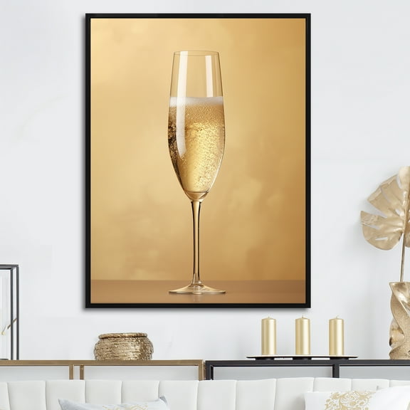 Designart "Delicate Golden Effervescence I" Champagne Floater Framed Canvas Prints