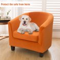 thumbnail image 3 of SHANNA Velvet Tub Chair Covers, 2 Pieces Stretch Modern Armchair Slipcovers Non Slip Sofa Couch Slipcover for Club Bar Counter Living Room Reception,With Separate Cushion Cover, Orange, 2 Pack, 3 of 12
