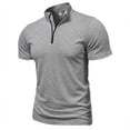 thumbnail image 4 of Dresfit Men's Polo Shirts Short Sleeve Stand Collar Quarter Zip Tees 2026 Summer Zipper Loose Lightweight Business Tops Big and Tall Relaxed Fit Tennis T Shirts Light Gray L, 4 of 7