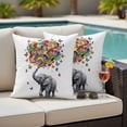thumbnail image 5 of Outdoor Pillow Covers Pack of 2, Abstract Elephant Waterproof Throw Pillowcase Cushion Cases, Colorful Butterfly Red Blue Yellow Pink Decorative Pillow Cover for Couch Sofa Home Bed Patio, 5 of 9