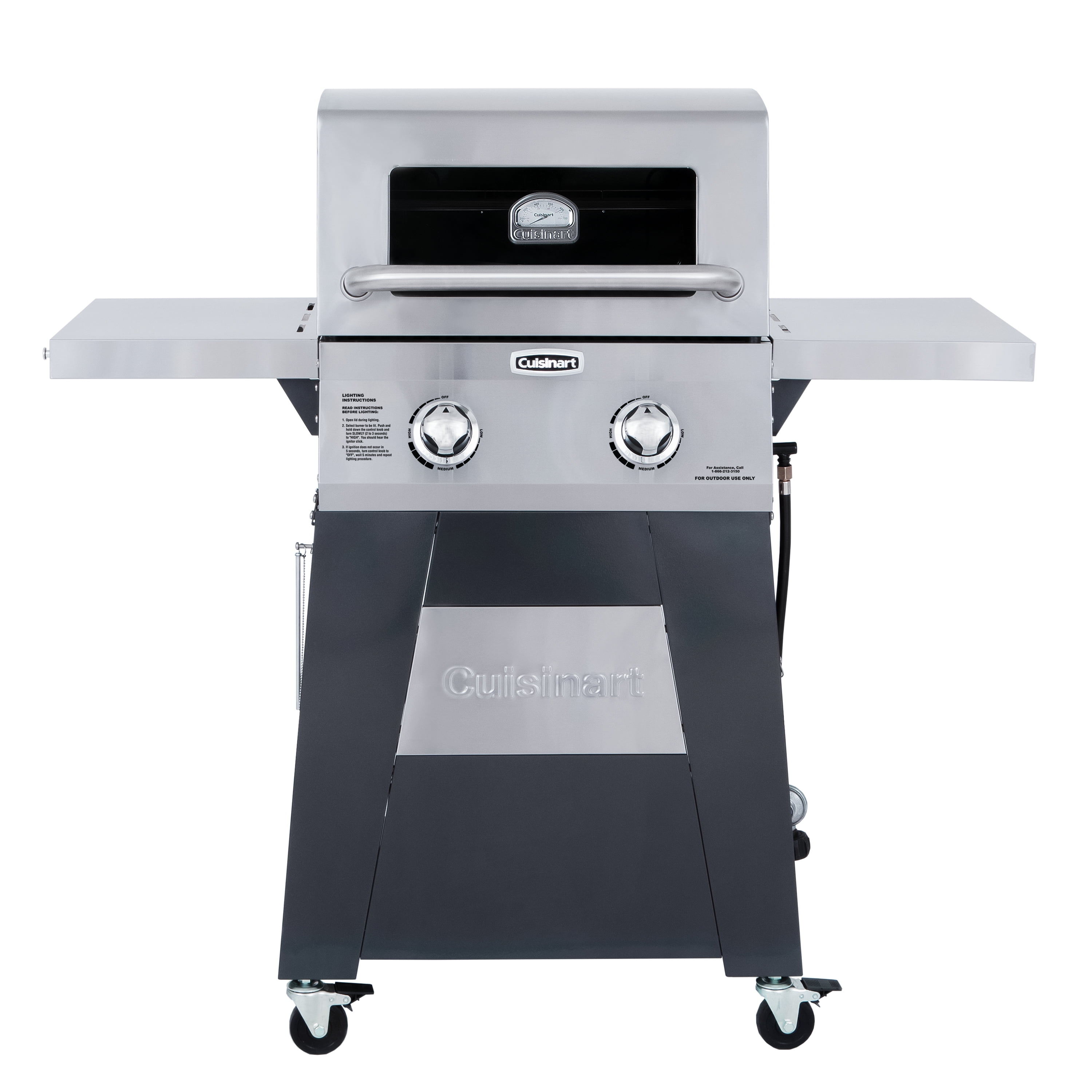 Cuisinart Two Burner Propane Gas Grill with Stainless Foldable Side