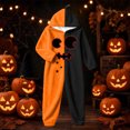 thumbnail image 5 of Halloween Onesie Adult Pumpkin Hooded Long Sleeve Flannel One Piece Jumpsuit, Oversized Loose Sleepwear Loungewear Outfit for Halloween Party, 5 of 6